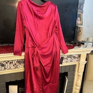 Donna Morgan Vibrant Pink Long Sleeve Dress